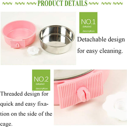 kathson 2PCS Stainless Steel Dog Bowls Set Removable no tip Puppy Food and Water Feeder Bowl Basic Metal Small Dog Bowls for Dogs Cats Rabbit Guinea Pigs Ferret