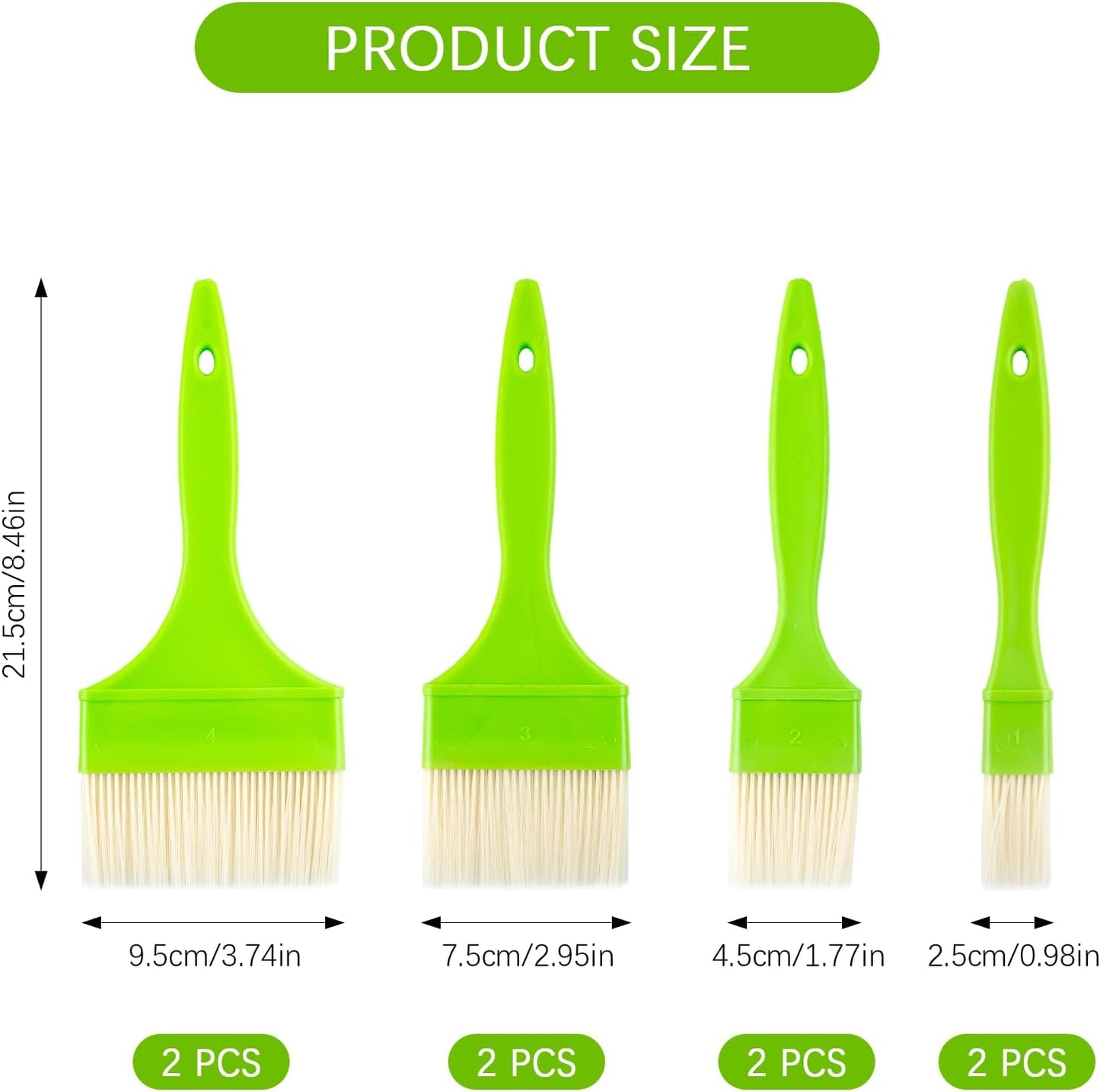8 Pcs Pastry Brush - Cooking Grease Brush, Food Brushes For Baking/Grilling/Spreading Marinades/Butter/Sauces/Eggs, Durable Kitchen Culinary Utensil