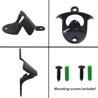 Stainless Wall Mount Beer Bottle Opener Screw in Bottle Cap Opener Black