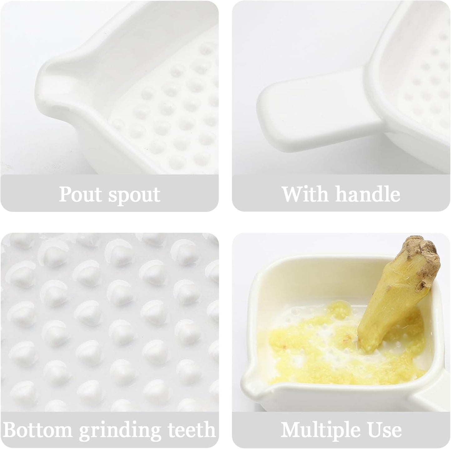 Ceramic Grinder Set 4 Pcs Porcelain Garlic Grater Plate for Ginger Garlic Onion and Cheese Kitchen Tool