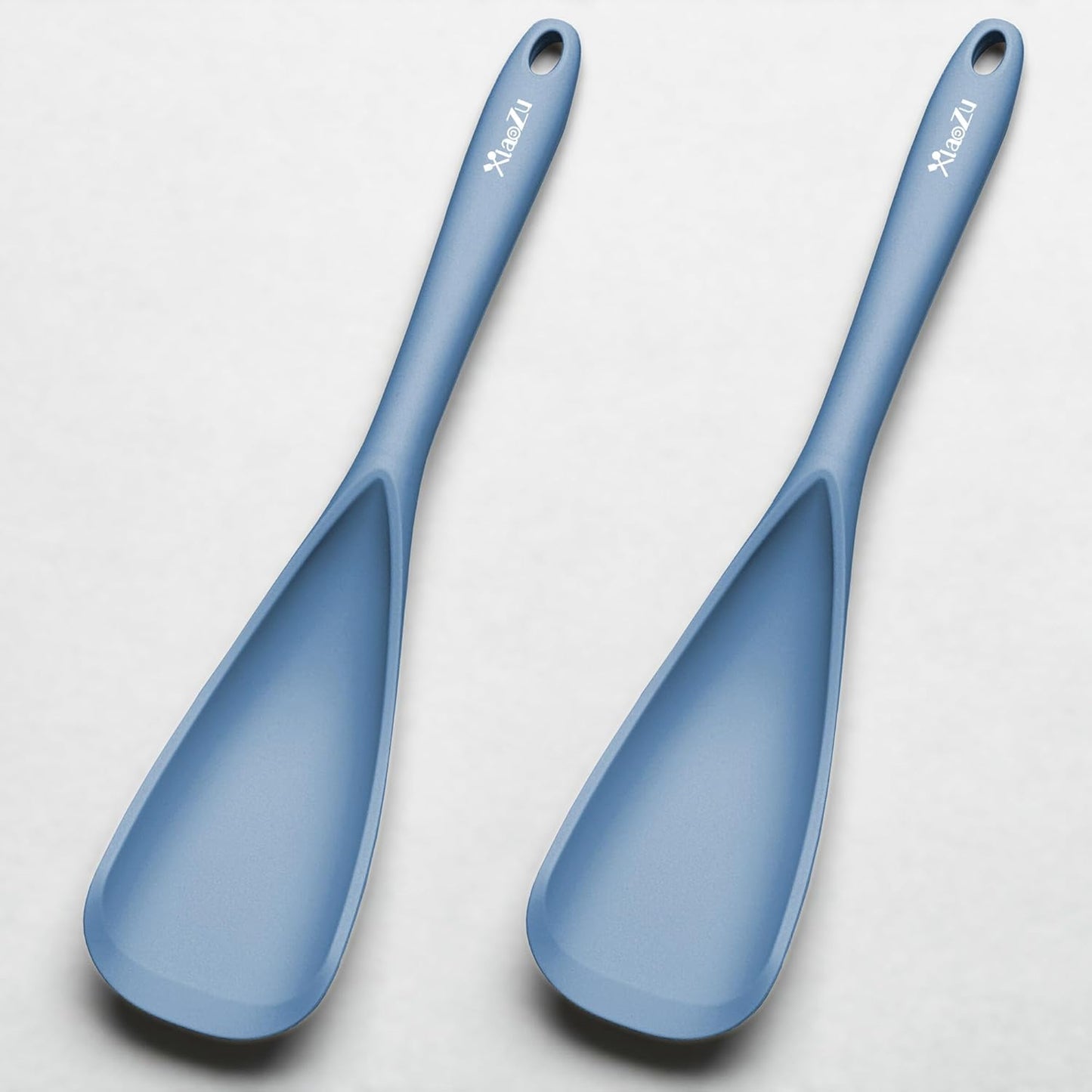Silicone Spatula Spoon, Great for Both Cooking and Serving Durable BPA-Free Matte Black Silicone, Seamless Design, Safe for Nonstick Cooking Surfaces, 2-Pcs, Gray