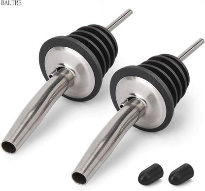 2PCS Stainless Steel Pourers, Speed Liquor Bottle Pourer, Olive Oil and Vinegar Tapered Stopper Spout, Suitable for About 3/4" Bottle Mouth, Olive Oil Spout with Sealed Dust Caps