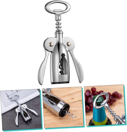 IMIKEYA Reusable Zinc Alloy Wing Corkscrew Wine Opener Cap Remover Manual Bottle Opener for Home Bar Picnic and Party Use