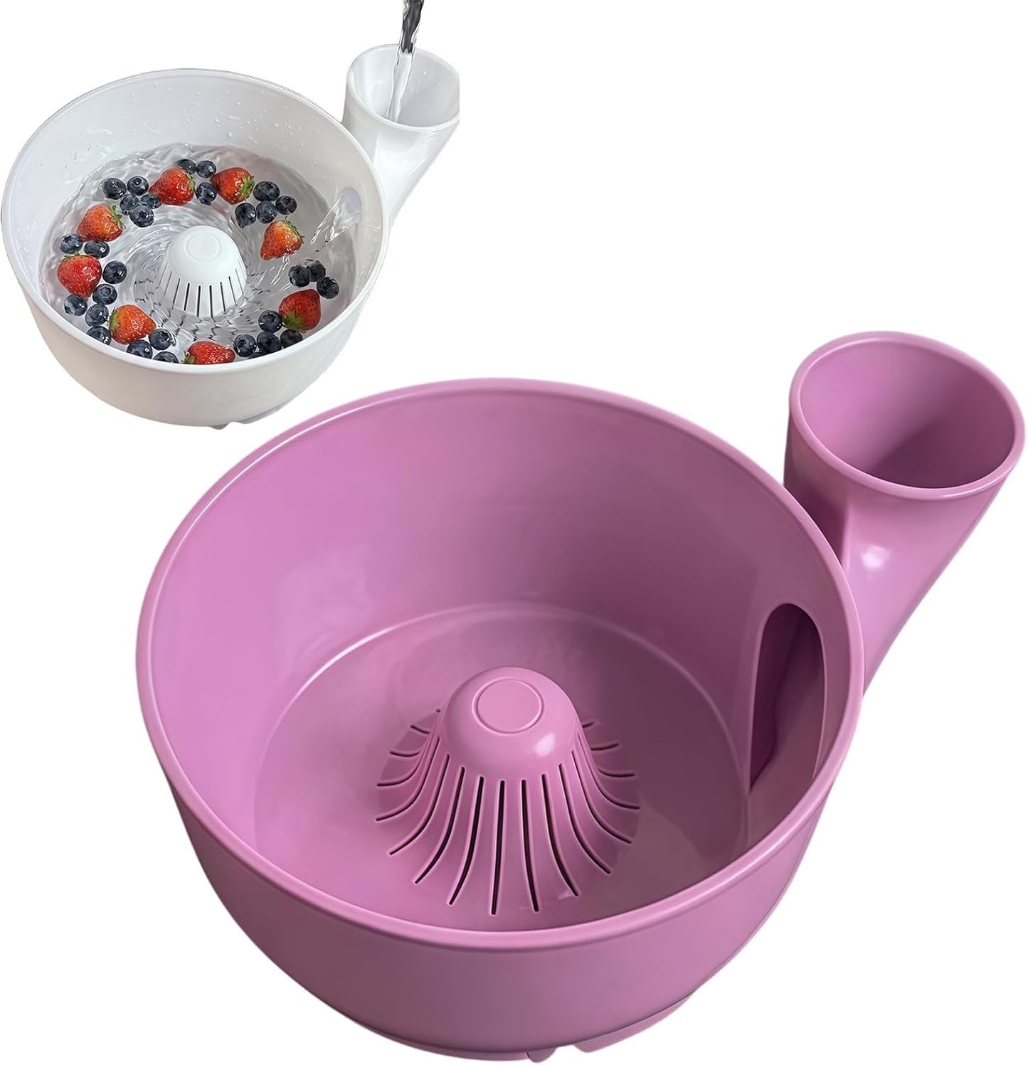 Fruit and Vegetable Washing Bowl, Multifunctional Plastic Colander with Handle, Kitchen Strainer Basket for Berries, Salad, Rinse, Drain, 10 Colors (white, S)