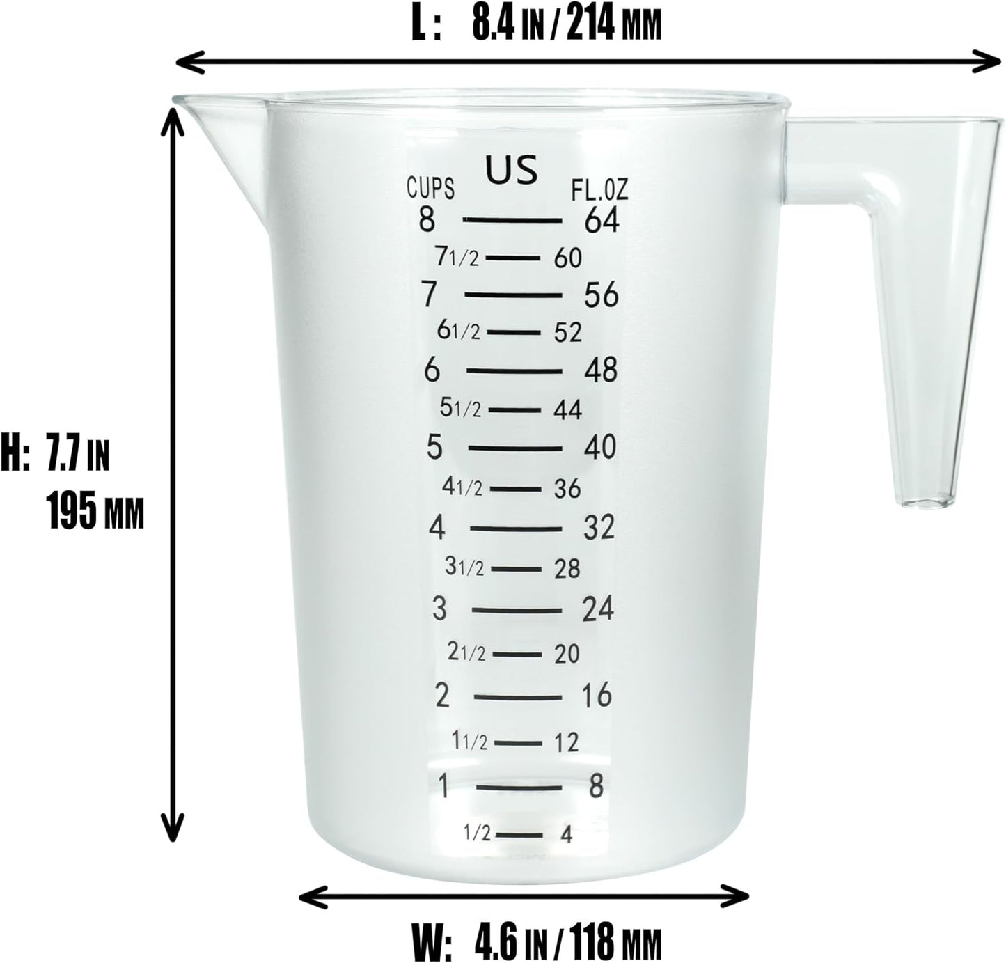 4 Cup/32 Oz Measuring Cups, Clear, Strong Food Grade Liquid Measure Pitcher, for Home Hobbies/Professional Kitchen