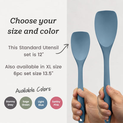 Starpack Stir and Serve Silicone Cooking Utensils Set (5-Piece, 11") - LFGB Non Toxic, 600°F Heat Resistant, BPA-Free - One-Piece Seamless, Dishwasher Safe - for Nonstick Cookware, Earthy Pink