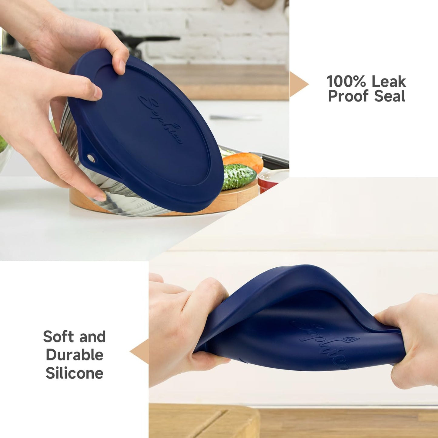 SOPHICO Silicone Replacement Lids for Pyrex Sculpted Glass & Tinted Glass Bowls Mixing Bowls（4 size）