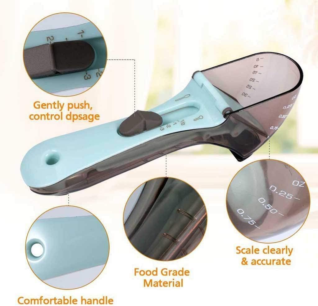 2pcs/set Adjustable Measuring Spoons，Large Tablespoon & Small Teaspoon - Metric ML,OZ and Cup - Magnetic