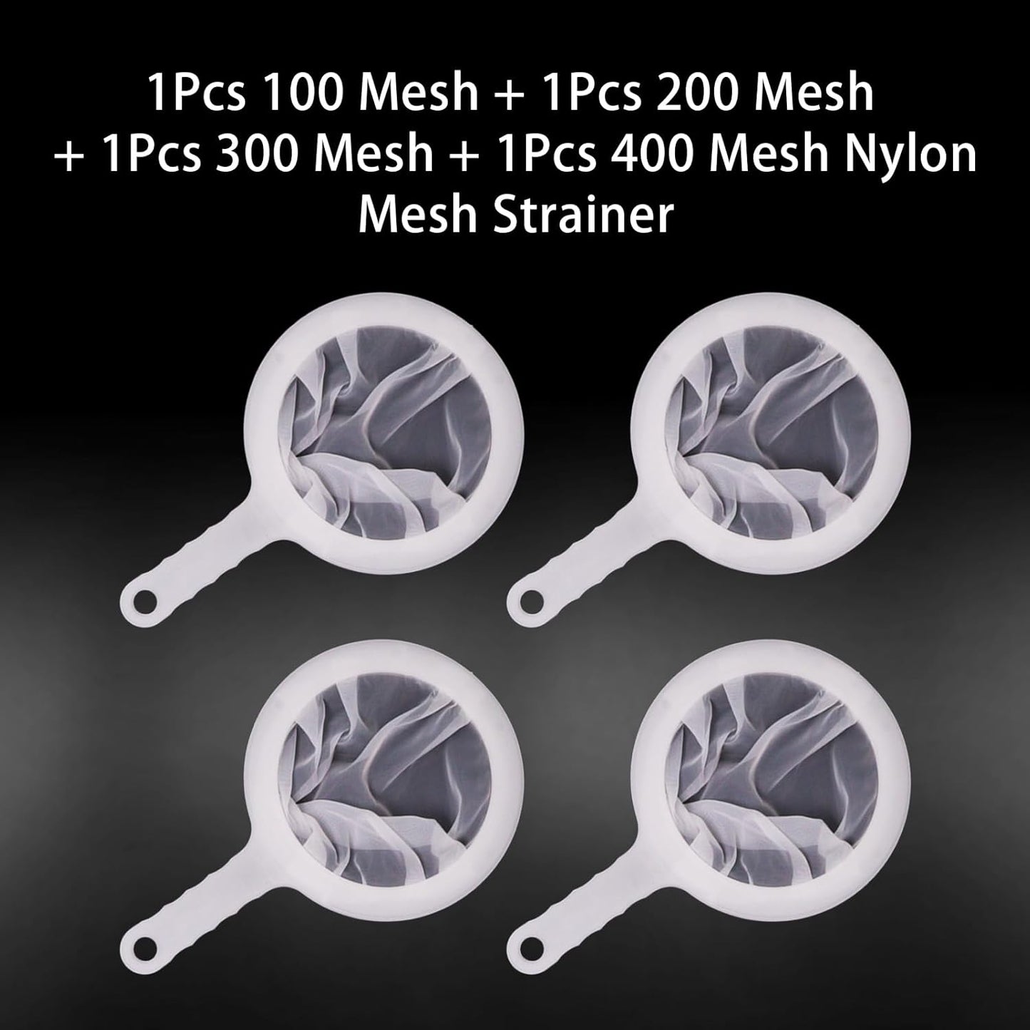 2 Pack Ultra-Fine Nylon Mesh Strainer, 120/200 Mesh Kitchen Colander with Plastic Non-Slip Handle for Filtering Juice, Milk, Soy, Coffee, Honey, Wine, Yogurt