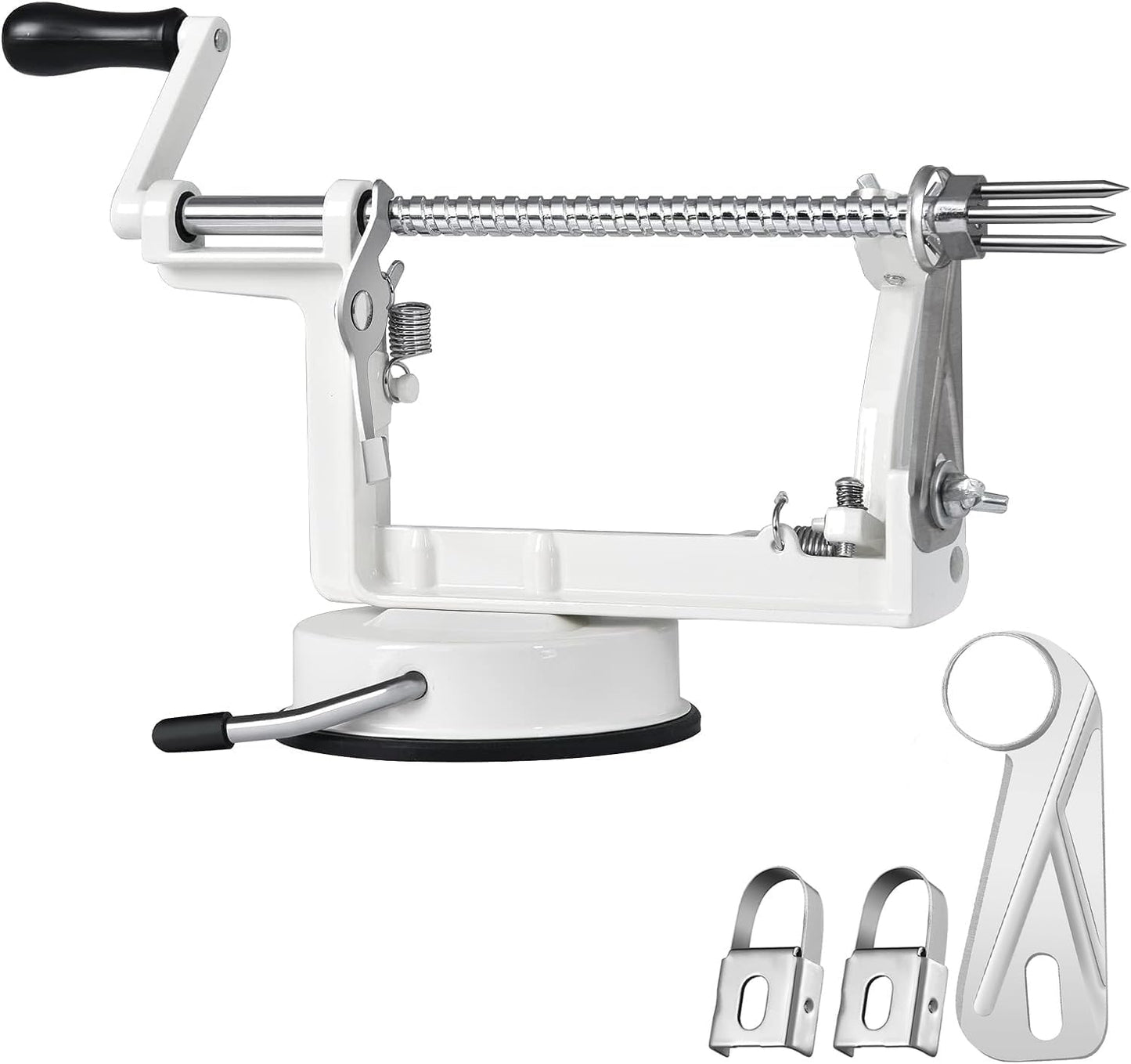 Apple Peeler Slicer Corer with Stainless Steel Blades and Powerful Suction Base for Apples Pears Potatoes(Red)