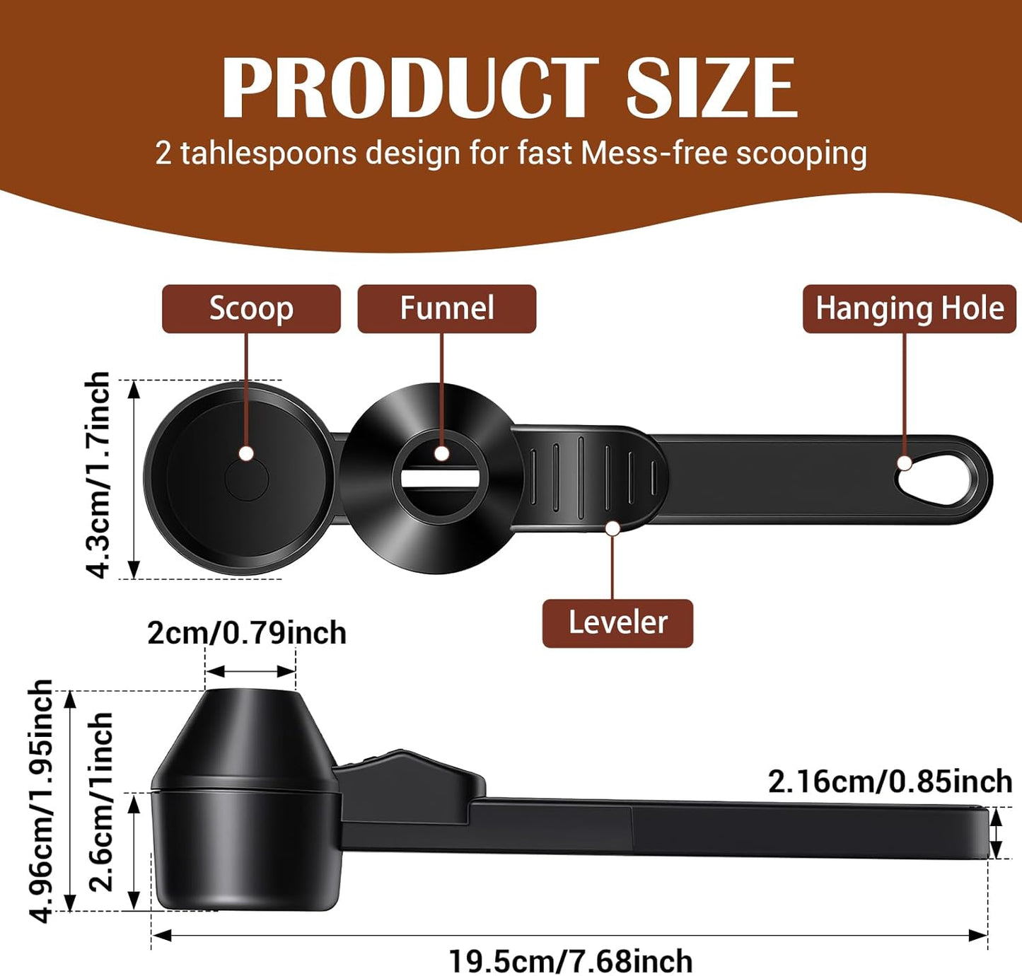 2pcs Coffee Scoop & Funnel For Reusable Cup Refillable Coffee Pods, 2tbsp Food-Grade Precise Measuring Protein Powder Scoop, Coffee Measuring Scoop for Coffee/Protein/Powder/Hot Cocoa