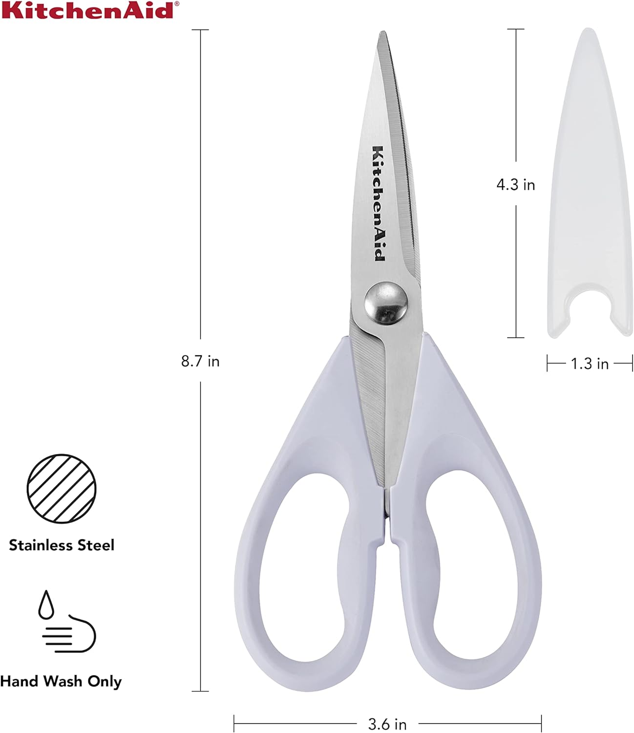 KitchenAid Multipurpose Shear Set, Versatile Scissors with Nutcracker, Bottle Opener, Ergonomic Handles with Protective Blade Covers, 2 Piece