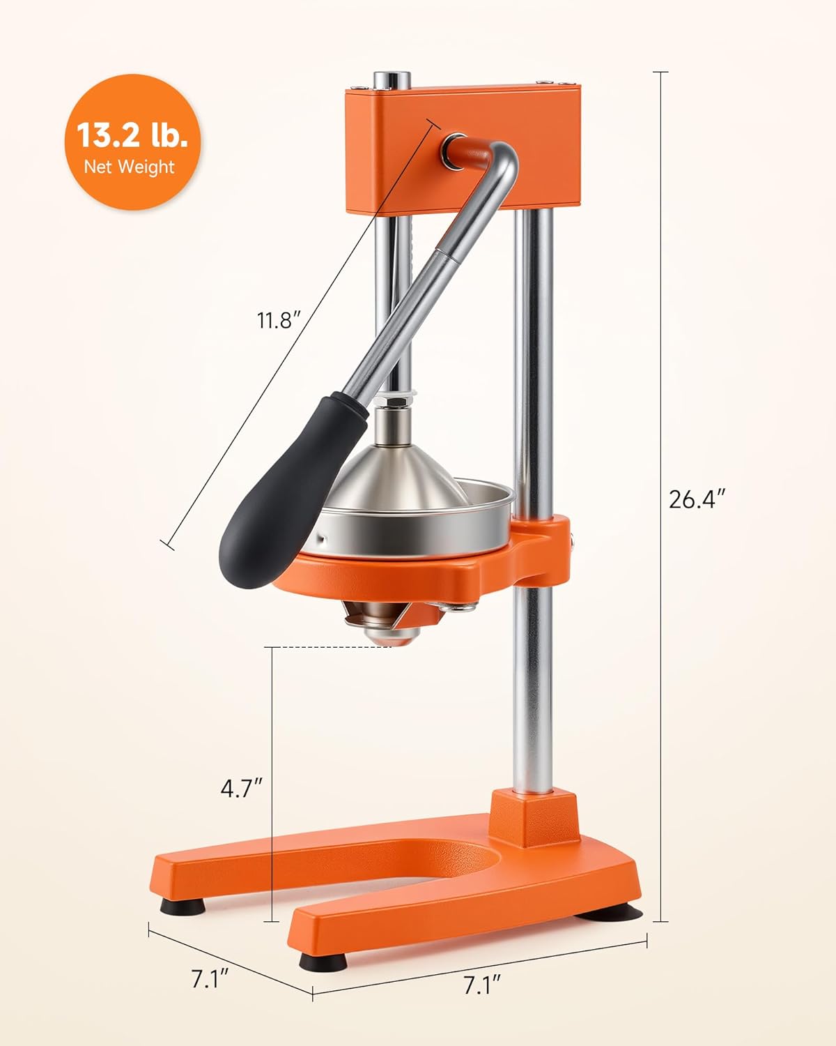 CO-Z Manual Citrus Juicer, Commercial Grade Cast Iron Orange Juicer, Professional Heavy Duty Juice Press with Removable Strainer, Manual Juice Extractor for Orange Lemon Pomegranate Citrus, Black