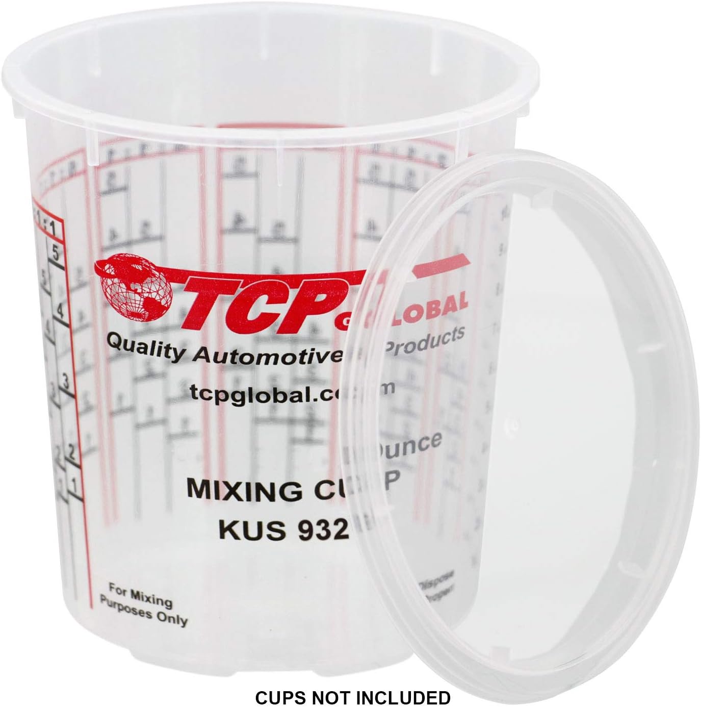 Custom Shop Paint Mixing Cups, 32-Ounce (Box of 100) - Plastic Measuring Cups for Liquids, Automotive Painting, Epoxy Resin, Acrylic Arts, Crafts, Disposable or Reusable, Graduated, Mixing Ratios