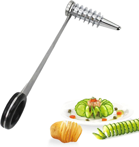 2 Pack Piranha Spiral Cutter for Potatoes, Stainless Steel Spiral Cutter for Veggies Cucumber and Carrot