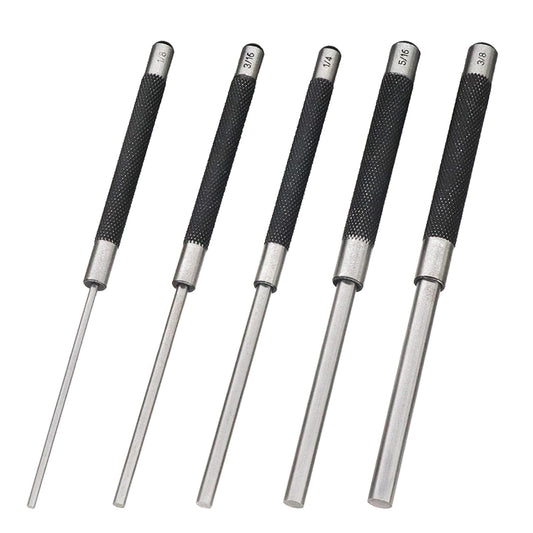 WHLLING 5-Piece Roll Pin Punch Set, 8-Inch Carbon Steel Pin Punch Set with Knurled Grip, Pin Diameter 1/8", 3/16", 1/4", 5/16" and 3/8"