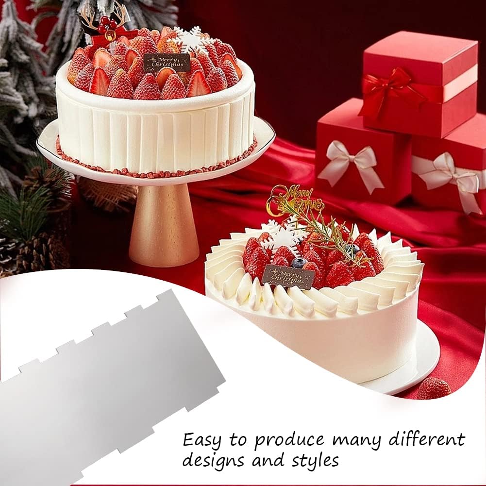 8.6 Inch Stainless Steel Cake Scraper Metal Scraper for Cake Smoother Leveler Scraper Cake Decorating Comb Cake Cutter for Mousse Butter Cream
