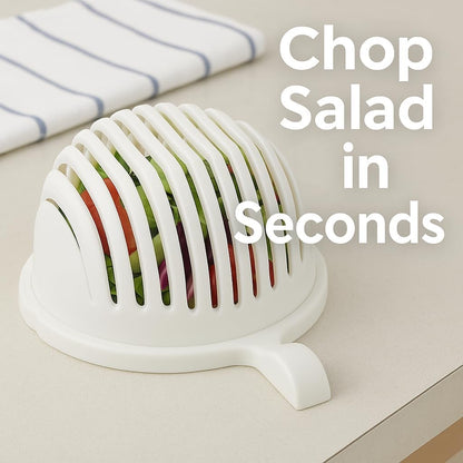 Dependable Industries inc. Essentials Quick Salad Maker Chopper Salad Cutter Bowl Swiftly Dice Fruits & Vegetables, BPA-Free Healthy Meals and Salads in Minutes Multi-functional (Yellow)