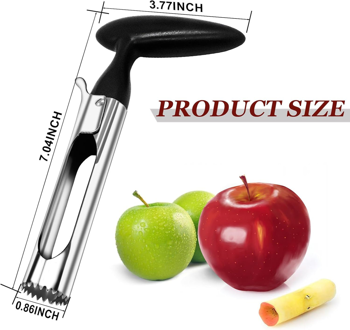 Apple Corer Tool, Stainless Steel Apple Corer Remover, Apple Core Remover, 2-in-1 Apple Corer and Slicer with Easy Push Core Release, Ergonomic Non-Slip Handle, Dishwasher Safe