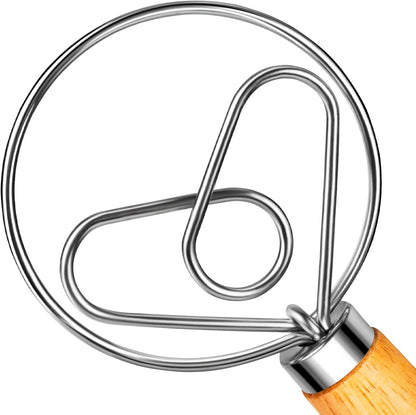 TEEVEA Danish Dough Whisk Stainless Steel for Sourdough Pizza and Bread Baking