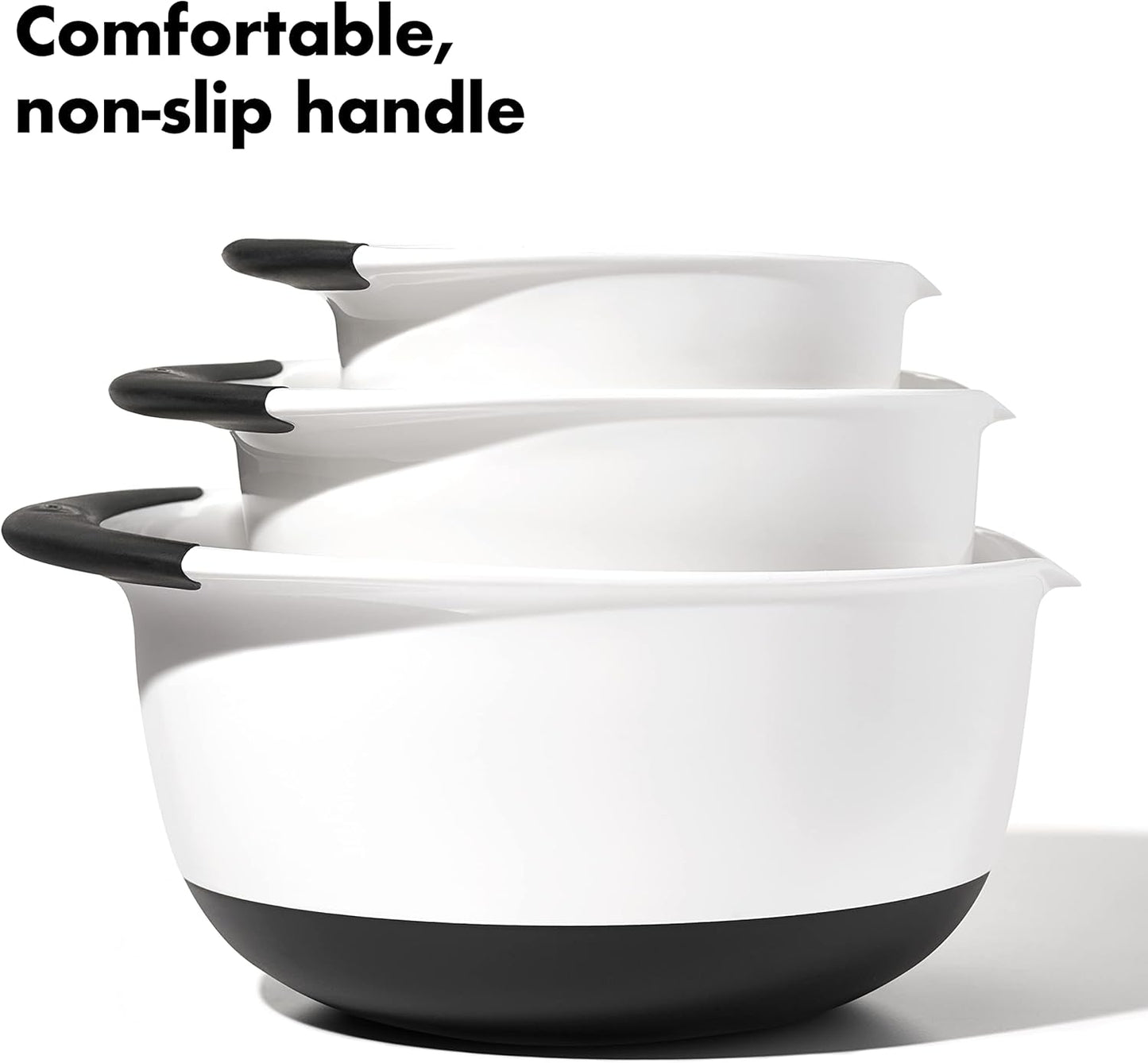 OXO Good Grips 3-Piece Plastic Mixing Bowl Set - Cadet Blue, Tower Gray, Jade, Small, Medium, Large