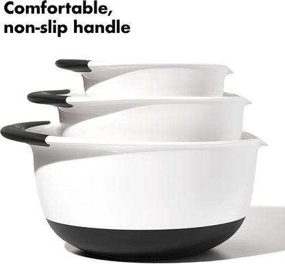 OXO Good Grips 3-Piece Plastic Mixing Bowl Set - Cadet Blue, Tower Gray, Jade, Small, Medium, Large