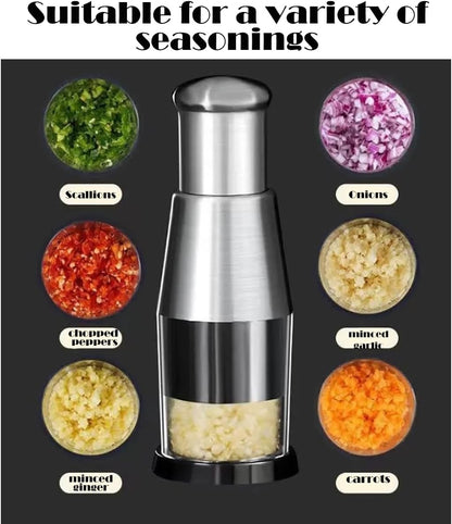 1PCS manual garlic press ，multifunctional manual chopper, stainless steel food dicer, garlic, pepper,pressing chopper