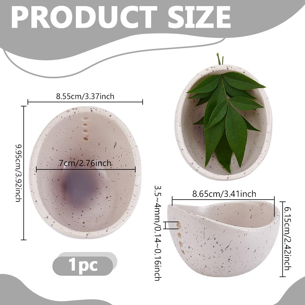 UNICRAFTALE Handmade Ceramic Herb Stripper Bowl White Pottery Herb Stripper Bowl 86.5x70mm Herb Pealer Leaf Stripping Tool Peeling Cup for Salads Cooking Peeling off the Leafy Assembly