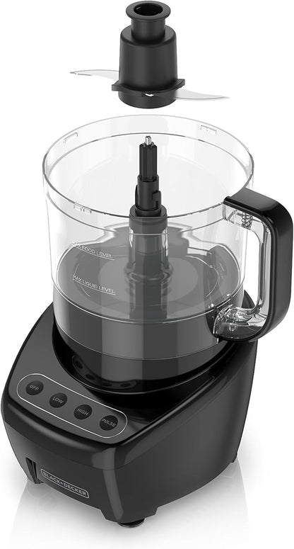BLACK+DECKER 3-in-1 Easy Assembly 8-Cup Food Processor, Stainless Steel S-Blade, Easy-Clean, Touchpad Controls Black