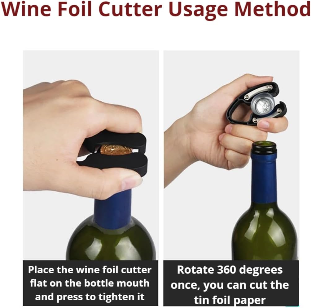 Wine Opener, Zinc Alloy Premium Wing Corkscrew Wine Bottle Opener with Wine Aerator Pourer Spout and Wine Foil Cutter Tool, Multifunctional Wine Cork Opener Bottler Opener Remover