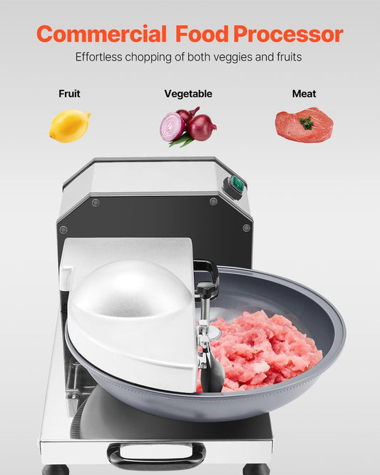 VEVOR Food Processor & Vegetable Chopper, 2 Feeding Holes Food-Grade Stainless Steel Food Processor Chopper with Detachable 6 Blades, 3mm/5mm/7mm/10mm Shredder, 2mm/4mm Slicer, for Vegetables, Fruit
