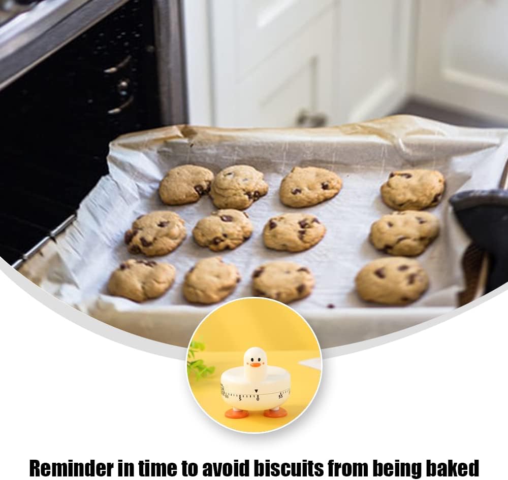 Cooking Timer Cute Duck Kitchen Timer 60 Minute Wind Up Mechanical Rotating Alarm for Kitchen Cooking Baking