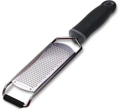 Lemon Zester, Stainless Steel Kitchen Cheese Grater, Plastic Cover Ergonomic Soft Black Handle