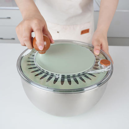 Premium 304 Stainless Steel Salad Spinner, Large 5.3 Qt Capacity, Easy to Use Lettuce Spinner, Fruit and Vegetable Washer and Dryer Spinner, Green
