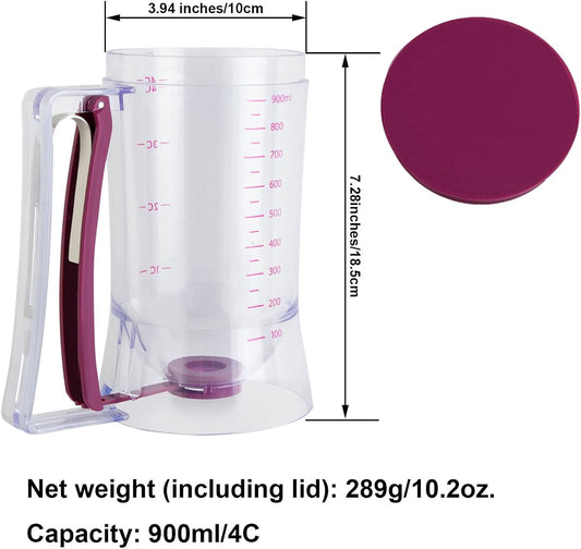 CHuangQi Cake Batter Dispenser for Pancake Cupcake Waffles, Perfect Baking Tool with Measuring Label