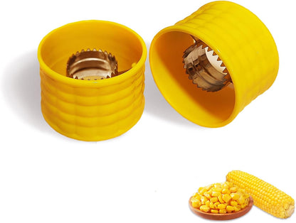 Corn Stripper for Corn on the Cob | Corn Peeler with Ultra-Sharp Serrated Stainless Steel Blades & Corn-Shaped Ergonomic Grip, 2-Pack, Kitchen Gadgets