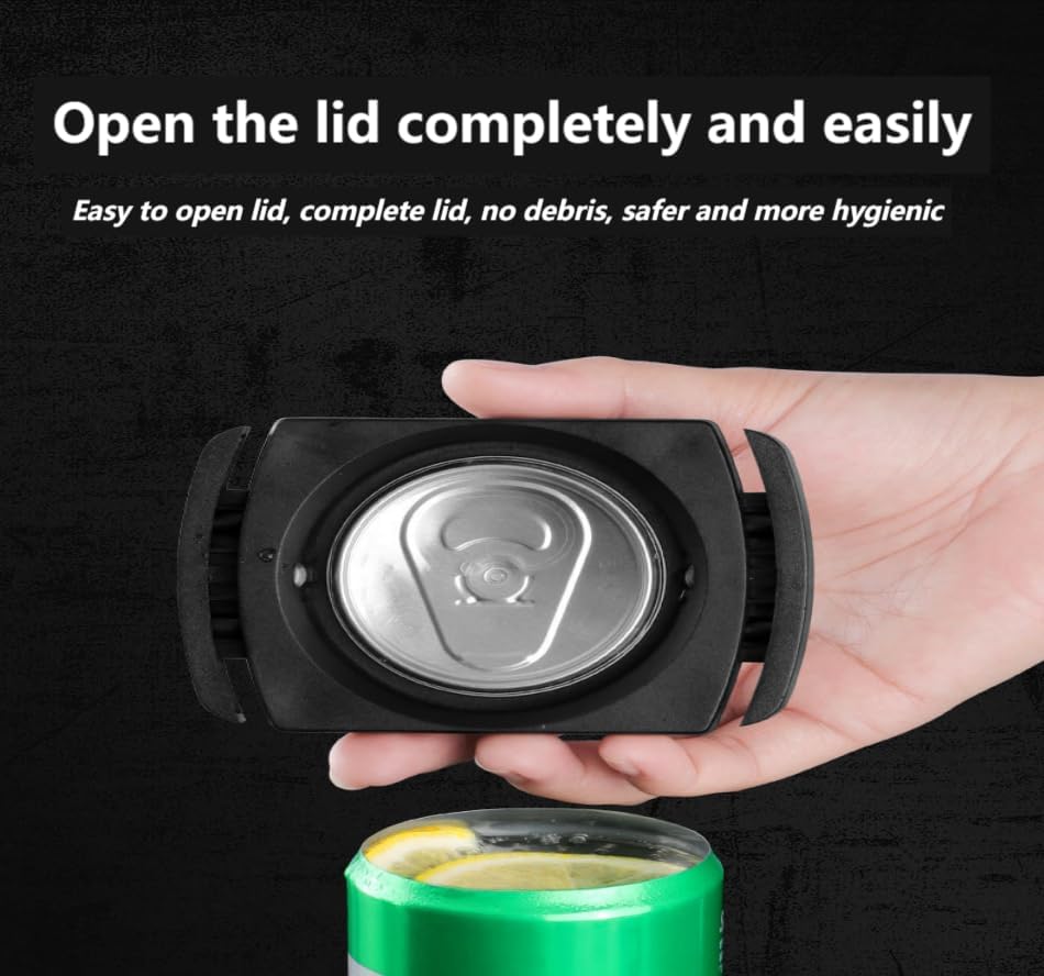 aluminum Can Opener，can top remover，Lid Remover， beer- Soft Edge- soda- can opener，Handheld Safety Manual Can Opener，for 8-19 Oz aluminum Soft Edge Cans, Household Bar Tool（Black）