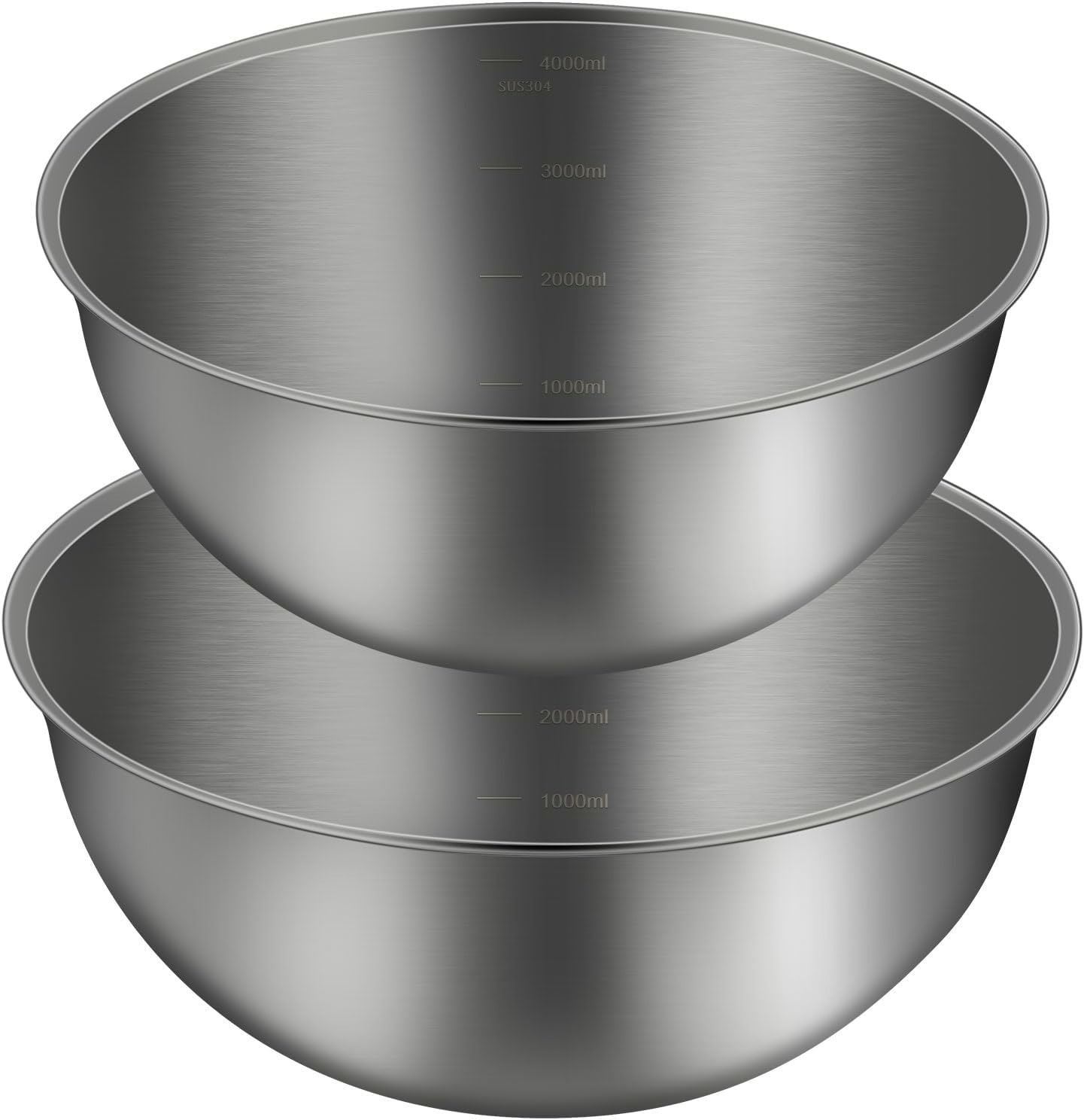 Gronivex Metal Mixing Bowls, 304 Stainless Steel, Set of 3 (1.5, 2.2 & 3.4 Qt) – Thicker-Gauge, Stackable Nesting & Space-Saving – Classic Everyday Bowls for Baking, Salad Prep & Cooking