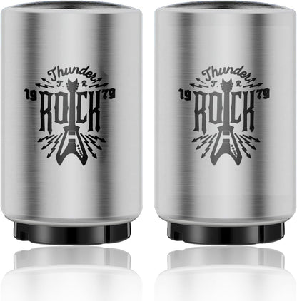 2PCS Beer Bottle Opener with Magnetic Cap, Automatic Stainless Steel One-Handed Bottle Cap Opener, Spring Loaded Push&Pop for Kitchen Home Bar Restaurant Household Utensils Destapador de Cerveza