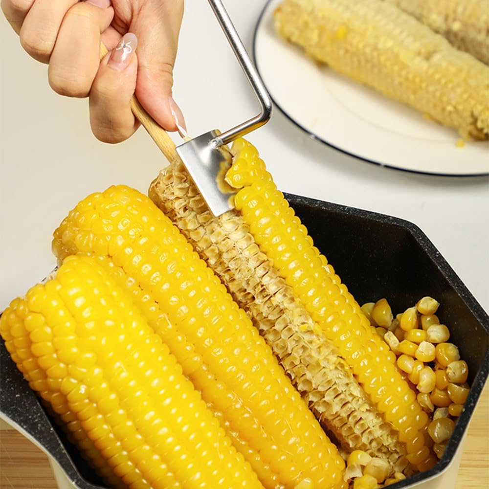 Easy Clean Corn Cob Peeler, 2025 New Corn Peeler for Corn on the Cob, Long Handle Stainless Steel Corn Stripping Tool for Home Kitchen (1 PCS)