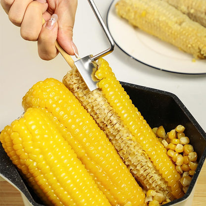 Easy Clean Corn Cob Peeler, 2025 New Corn Peeler for Corn on the Cob, Long Handle Stainless Steel Corn Stripping Tool for Home Kitchen (1 PCS)