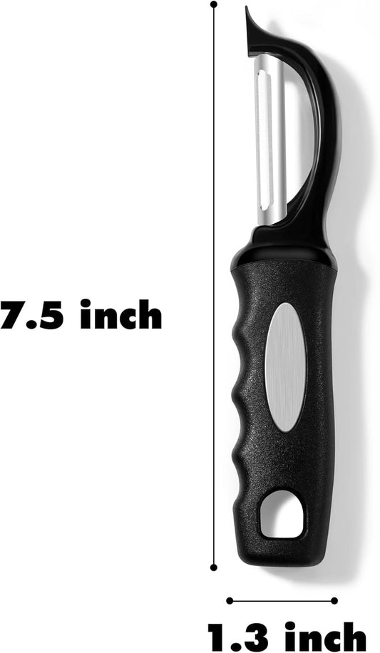 Rainspire Vegetable Peeler Potato Peelers for Kitchen, Sharp Stainless Steel Blades Veggie, Comfortable Handle Fruit Peeler, Carrot Peeler Apple Peeler Dishwasher Safe, Black, 2-Pack