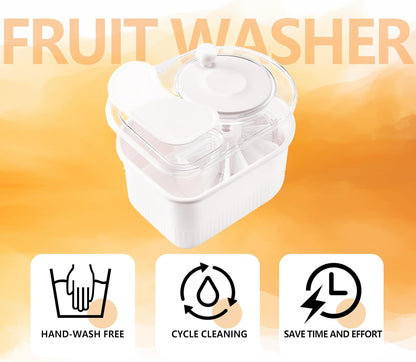Fruit Cleaner Spinner, Large Fruit Washer Spinner, Fruit Cleaner Spinner with Fruit Washer Bowl and Brush, Vegetable Fruit Spinner Washer,Fruit and Vegetable Scrubber (White)