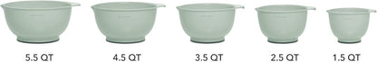 KitchenAid Universal Nesting Plastic Mixing Bowls, Set Of 3, 2.5 quart, 3.5 quart, 4.5 quart, Non Slip Base with Easy Pour Spout to Reduce Mess, Dishwasher Safe, Aqua Sky, White, Gray