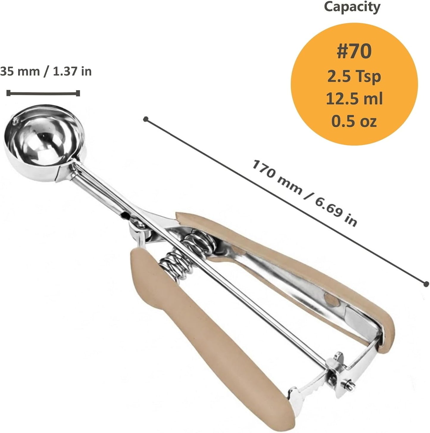 Cookie Scoop, Ice Cream Scoop, 1Tbsp/15 ml/0.5oz Cookie Scoops for Baking, 18/8 Stainless Steel Cookie Scooper for Baking, Ice Cream Scooper with Trigger Release, Cookie Dough Scoop with Non-slip Grip