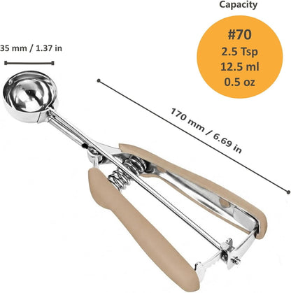 Cookie Scoop, Ice Cream Scoop, 1Tbsp/15 ml/0.5oz Cookie Scoops for Baking, 18/8 Stainless Steel Cookie Scooper for Baking, Ice Cream Scooper with Trigger Release, Cookie Dough Scoop with Non-slip Grip