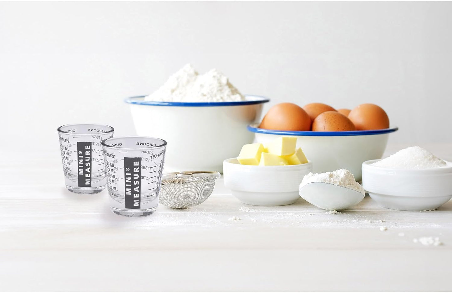 Kolder Mini Measure Heavy Glass, 20-Incremental Measurements Multi-Purpose Liquid and Dry Measuring Shot Glass, White