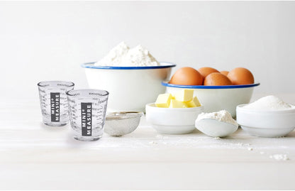 Kolder Mini Measure Heavy Glass, 20-Incremental Measurements Multi-Purpose Liquid and Dry Measuring Shot Glass, White