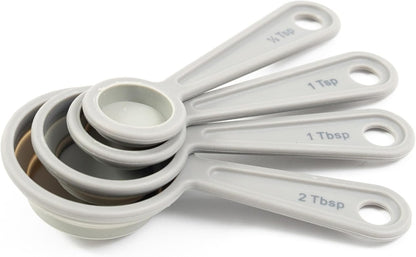 French Culinary Institute Premium 4-Piece Collapsible Measuring Spoon Set, Gray