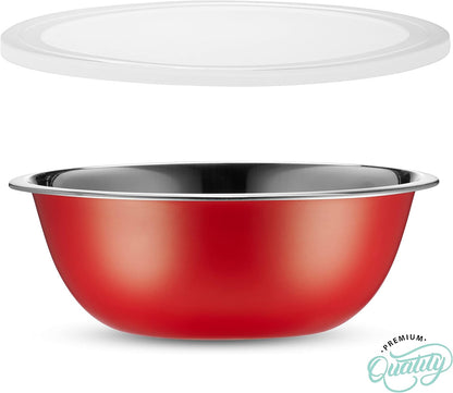 WHYSKO Stainless Steel Mixing Bowl Set, 10 Piece Stainless Steel Mixing Bowls with Lids Set for Food Prep Storage and Serving, Dishwasher Safe for Kitchen Baking Cooking, Silver